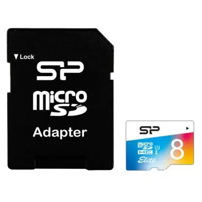 Карта памяти Silicon Power 8GB microSD class10 UHS-I Elite COLOR (SP008GBSTHBU1V20SP)