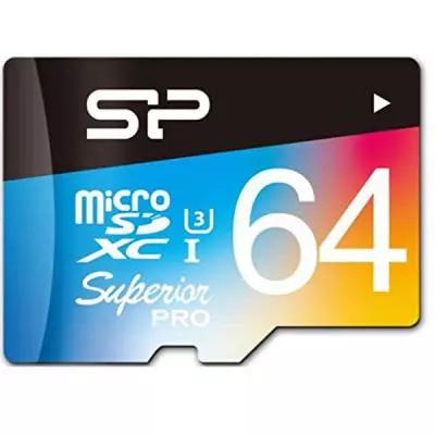 Карта памяти Silicon Power 64GB microSD class10 UHS-I Superior PRO COLOR (SP064GBSTXDU3V20SP) - 1