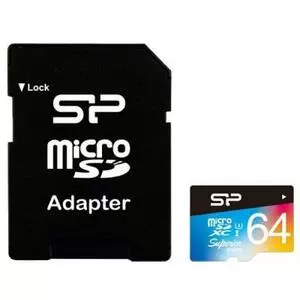 Карта памяти Silicon Power 64GB microSD class10 UHS-I Superior PRO COLOR (SP064GBSTXDU3V20SP)