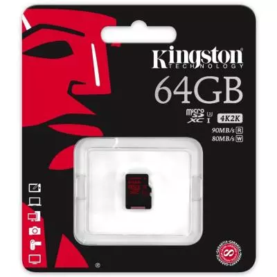 Карта памяти Kingston 64GB microSD class 10 UHS-I U3 (SDCA3/64GBSP) - 2
