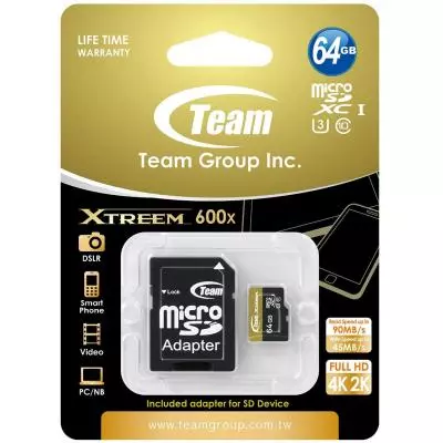 Карта памяти Team 64GB microSD class 10 UHS| U3 (TUSDX64GU303) - 1