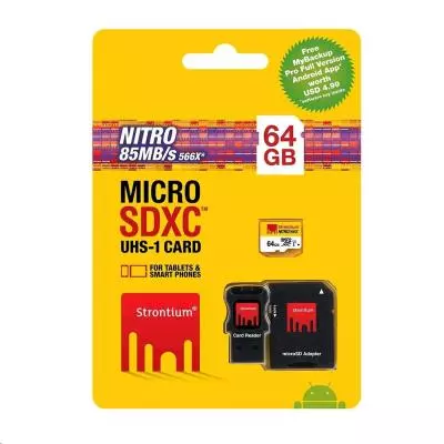 Карта памяти Strontium Flash 64GB microSDXC Class10 USH-I 566X (SRN64GTFU1C) - 2 Карта памяти Strontium Flash 64GB microSDXC Class10 USH-I 566X (SRN64GTFU1C) - 2