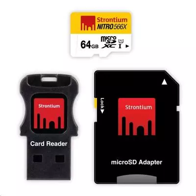 Карта памяти Strontium Flash 64GB microSDXC Class10 USH-I 566X (SRN64GTFU1C)
