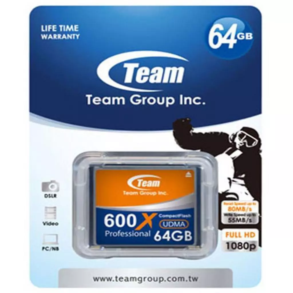 Карта памяти Team 64GB Compact Flash 600x (TCF64G60001) - 1 Карта памяти Team 64GB Compact Flash 600x (TCF64G60001) - 1