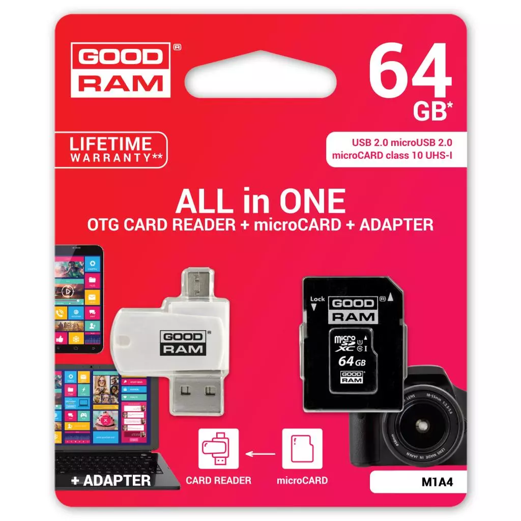 Карта памяти Goodram 64GB microSDXC class 10 (M1A4-0640R11) - 1