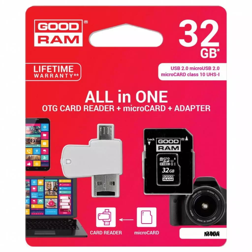 Карта памяти Goodram 32GB microSD Class 10 (M1A4-0320R11) - 1