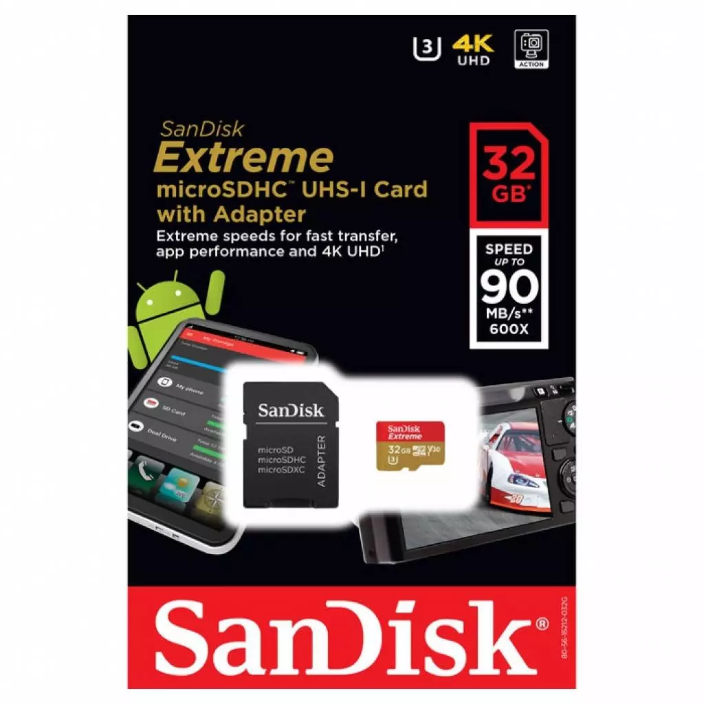 Карта памяти SanDisk 32GB microSD Class10 UHS-I V30 Extreme (SDSQXVF-032G-GN6MA) - 2 Карта памяти SanDisk 32GB microSD Class10 UHS-I V30 Extreme (SDSQXVF-032G-GN6MA) - 2