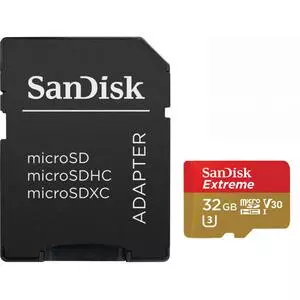 Карта памяти SanDisk 32GB microSD Class10 UHS-I V30 Extreme (SDSQXVF-032G-GN6MA)
