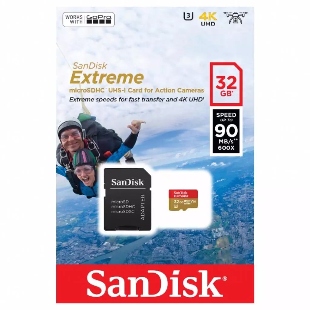 Карта памяти SanDisk 32GB microSD Class10 UHS-I V30 4K Extreme Action (SDSQXVF-032G-GN6AA) - 2 Карта памяти SanDisk 32GB microSD Class10 UHS-I V30 4K Extreme Action (SDSQXVF-032G-GN6AA) - 2