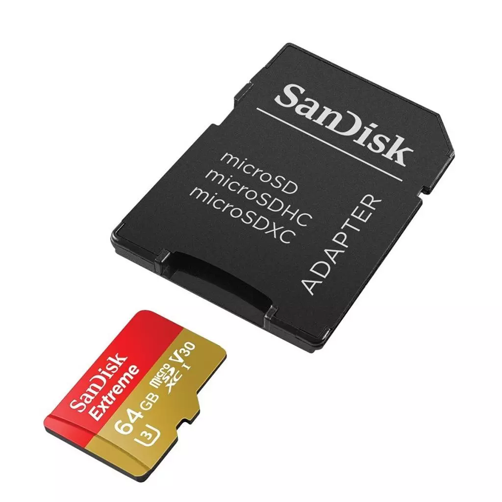 Карта памяти SanDisk 64GB microSDXC Class10 UHS-I V30 4K Extreme (SDSQXVF-064G-GN6MA) - 1 Карта памяти SanDisk 64GB microSDXC Class10 UHS-I V30 4K Extreme (SDSQXVF-064G-GN6MA) - 1