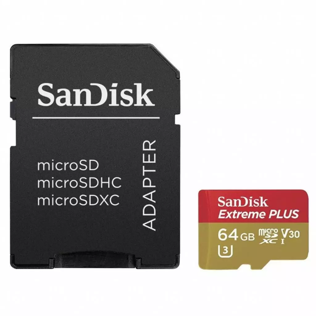Карта памяти SanDisk 64GB microSDXC Class10 UHS-I V30 4K Extreme Plus (SDSQXWG-064G-GN6MA)