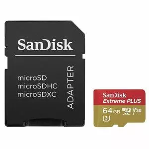 Карта памяти SanDisk 64GB microSDXC Class10 UHS-I V30 4K Extreme Plus (SDSQXWG-064G-GN6MA)