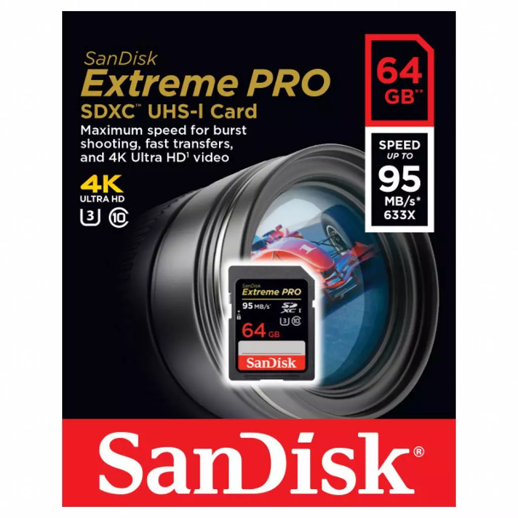 Карта памяти SanDisk 64GB SDXC Class10 UHS-I V30 4K Extreme Pro (SDSDXXG-064G-GN4IN) - 3