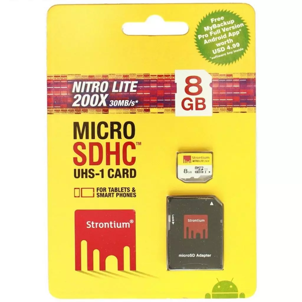Карта памяти Strontium Flash 8GB Class 10 UHS-I Nitro Lite 200x + SD adapter (SRL8GTFU1) - 4 Карта памяти Strontium Flash 8GB Class 10 UHS-I Nitro Lite 200x + SD adapter (SRL8GTFU1) - 4