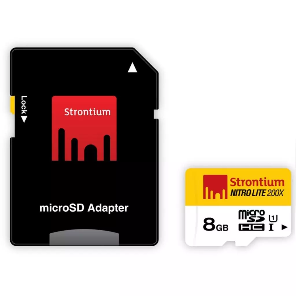 Карта памяти Strontium Flash 8GB Class 10 UHS-I Nitro Lite 200x + SD adapter (SRL8GTFU1)