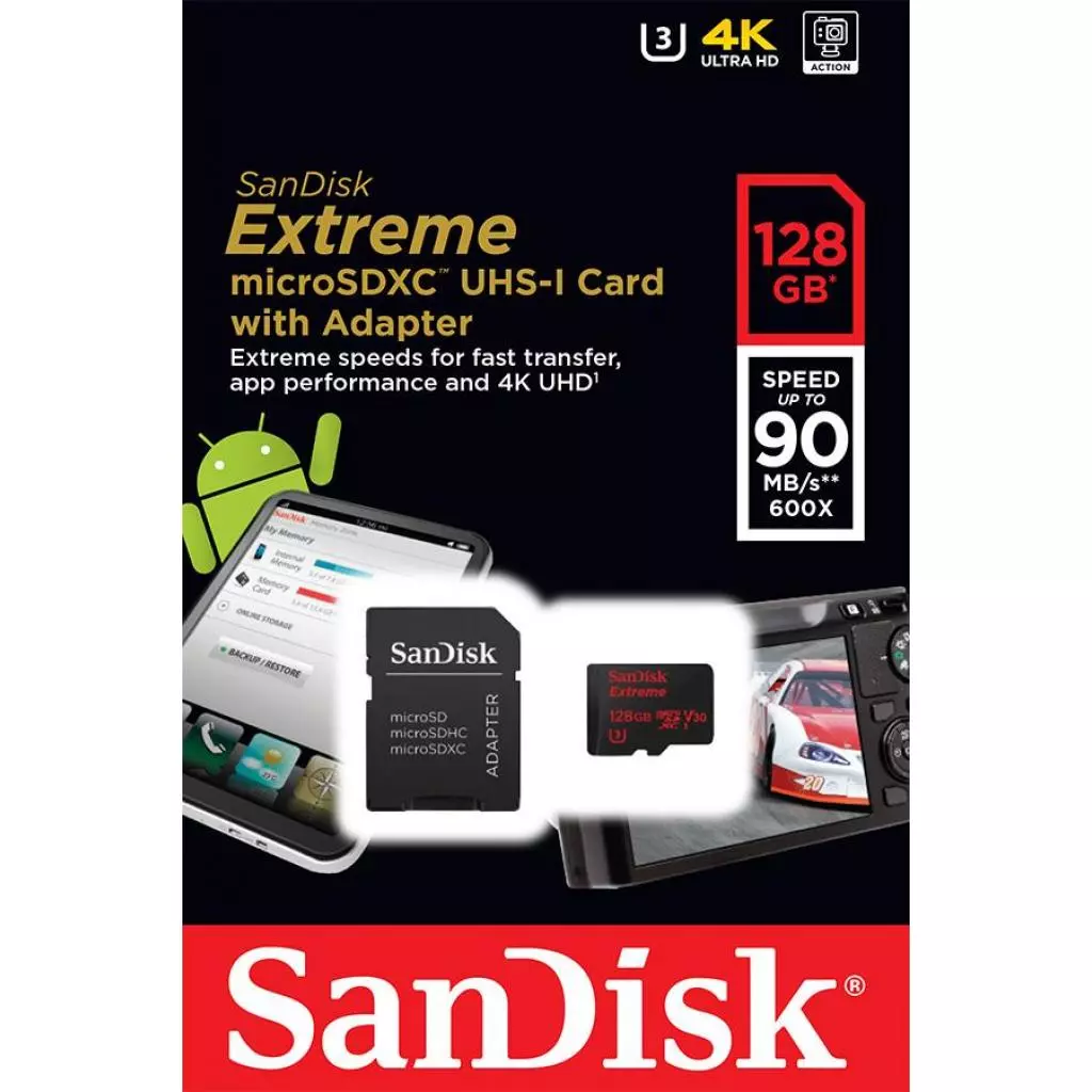 Карта памяти SanDisk 128GB microSDXC class 10 UHS-I 4K Extreme Action (SDSQXVF-128G-GN6MA) - 4