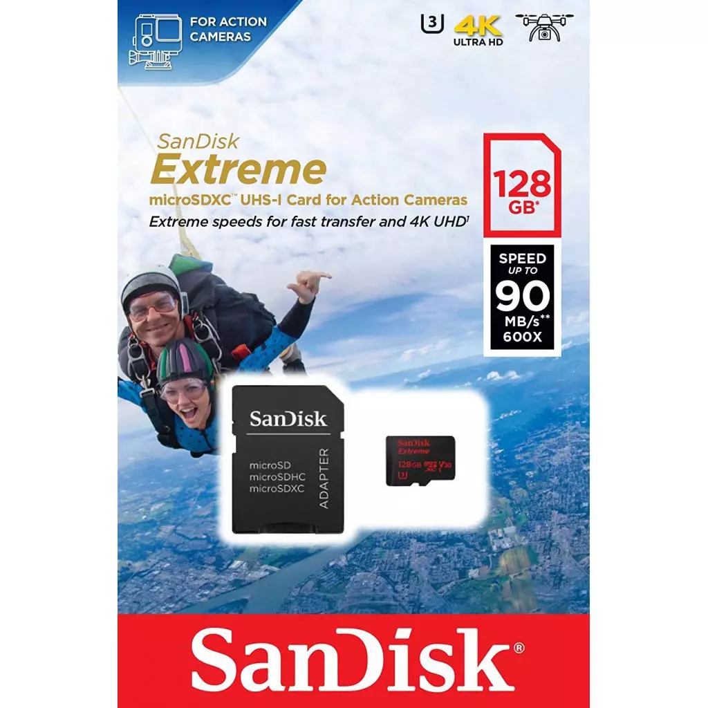 Карта памяти SanDisk 128GB microSDXC class 10 UHS-I 4K Extreme Action (SDSQXVF-128G-GN6AA) - 2 Карта памяти SanDisk 128GB microSDXC class 10 UHS-I 4K Extreme Action (SDSQXVF-128G-GN6AA) - 2