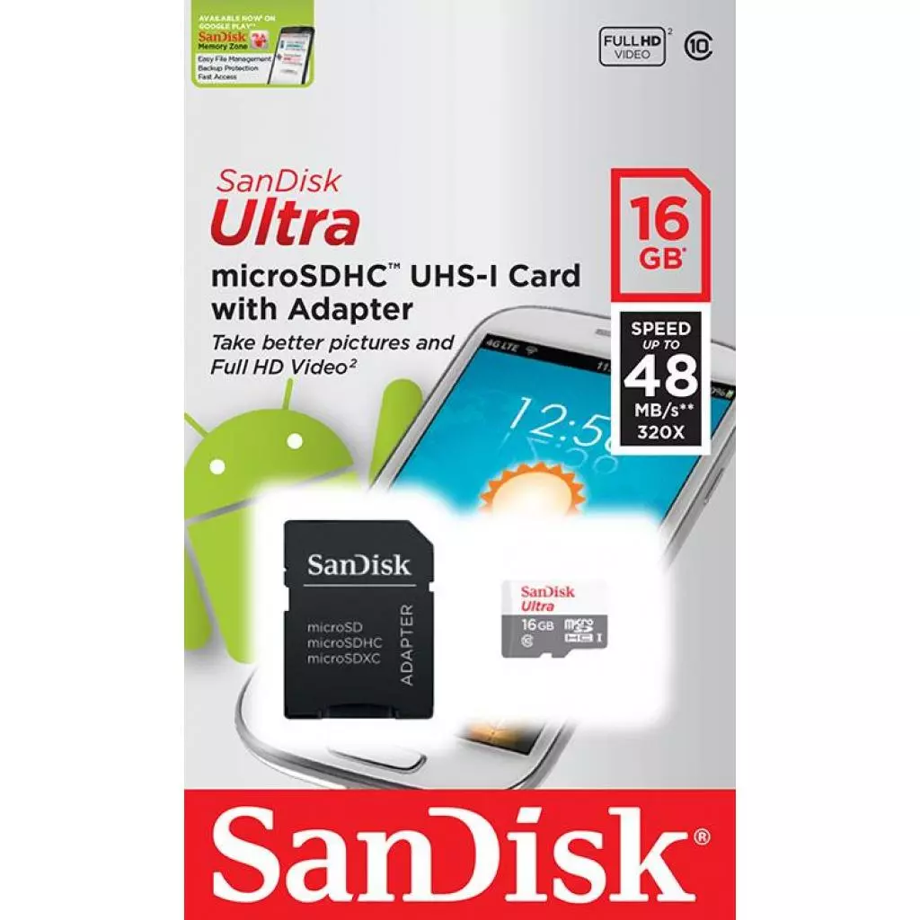 Карта памяти SanDisk 16GB microSD class 10 UHS-I Ultra (SDSQUNB-016G-GN3MA) - 3