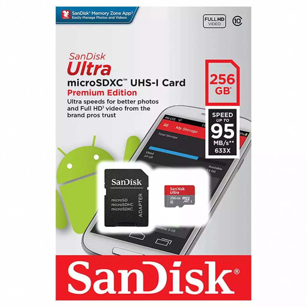 Карта памяти SanDisk 256GB microSDXC class 10 UHS-I Ultra (SDSQUNI-256G-GN6MA) - 2 Карта памяти SanDisk 256GB microSDXC class 10 UHS-I Ultra (SDSQUNI-256G-GN6MA) - 2