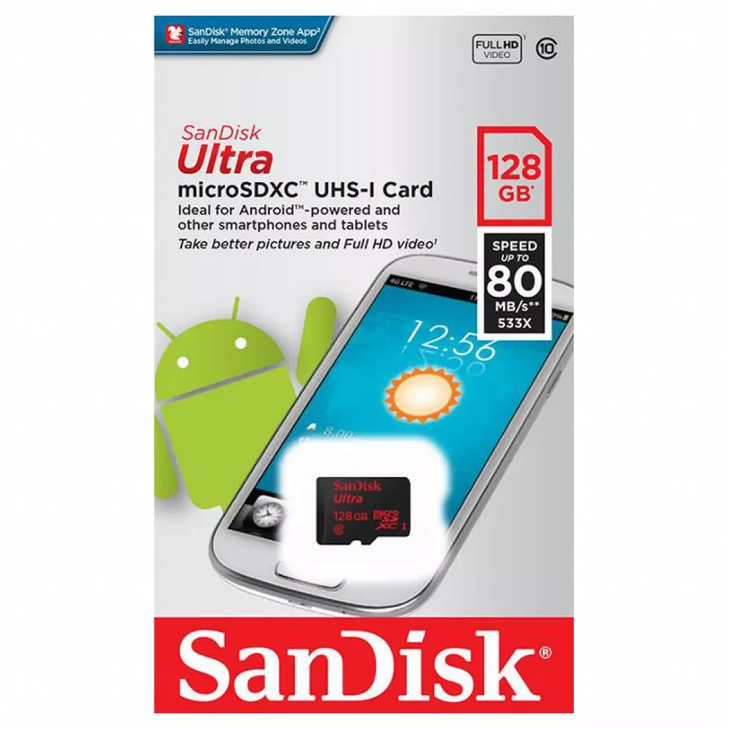 Карта памяти SanDisk 128GB microSDXC class 10 UHS-I Ultra (SDSQUNC-128G-GN3MN) - 1 Карта памяти SanDisk 128GB microSDXC class 10 UHS-I Ultra (SDSQUNC-128G-GN3MN) - 1