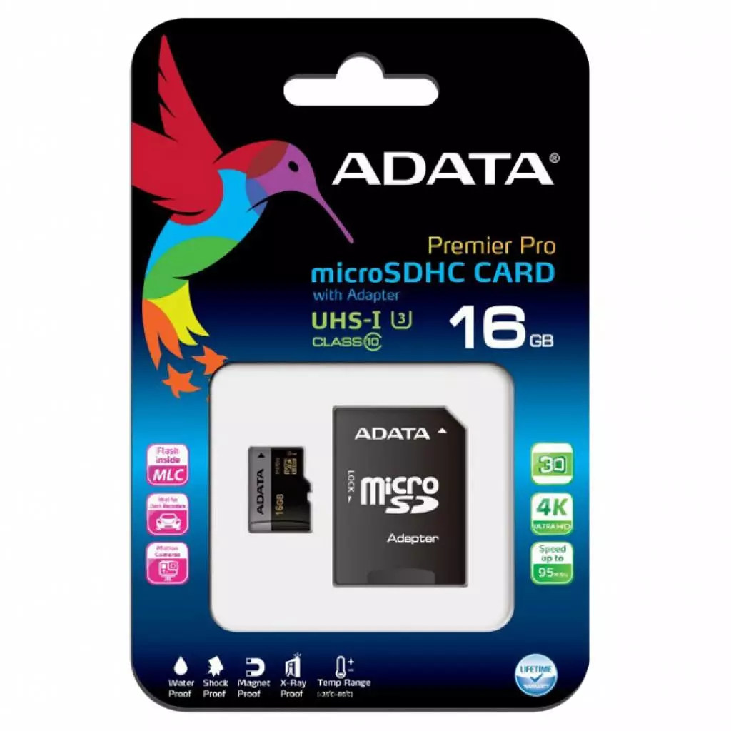 Карта памяти ADATA 16GB microSD class 10 UHS-I U3 (AUSDH16GUI3CL10-R) - 2 Карта памяти ADATA 16GB microSD class 10 UHS-I U3 (AUSDH16GUI3CL10-R) - 2