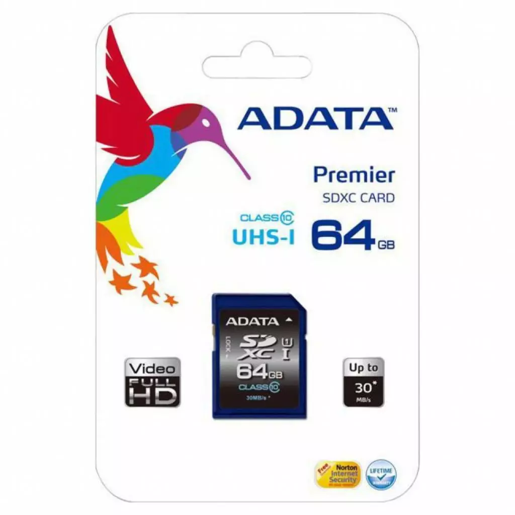Карта памяти ADATA 64GB SDXC class 10 UHS-I (ASDX64GUICL10-R) - 1