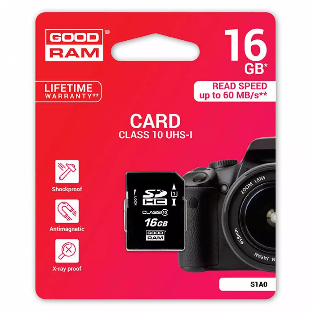 Карта памяти Goodram 16GB SDHC class 10 (S1A0-0160R11) - 1