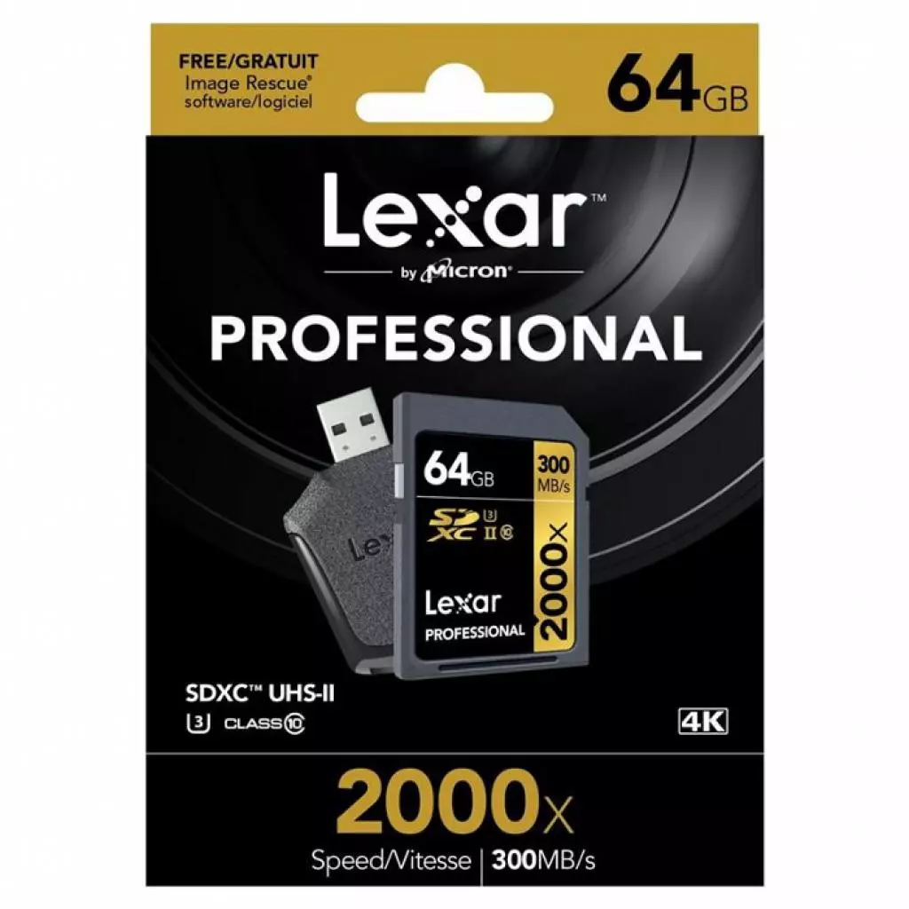 Карта памяти Lexar 64GB SDXC class 10 UHS-II U3 (LSD64GCRBEU2000R) - 2 Карта памяти Lexar 64GB SDXC class 10 UHS-II U3 (LSD64GCRBEU2000R) - 2