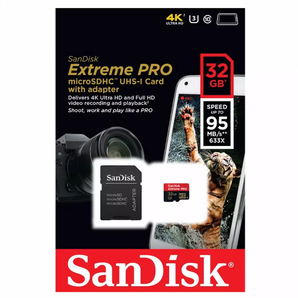 Карта памяти SanDisk 32GB miсroSDHC class 10 UHS-I U3 (SDSQXXG-032G-GN6MA) - 3 Карта памяти SanDisk 32GB miсroSDHC class 10 UHS-I U3 (SDSQXXG-032G-GN6MA) - 3