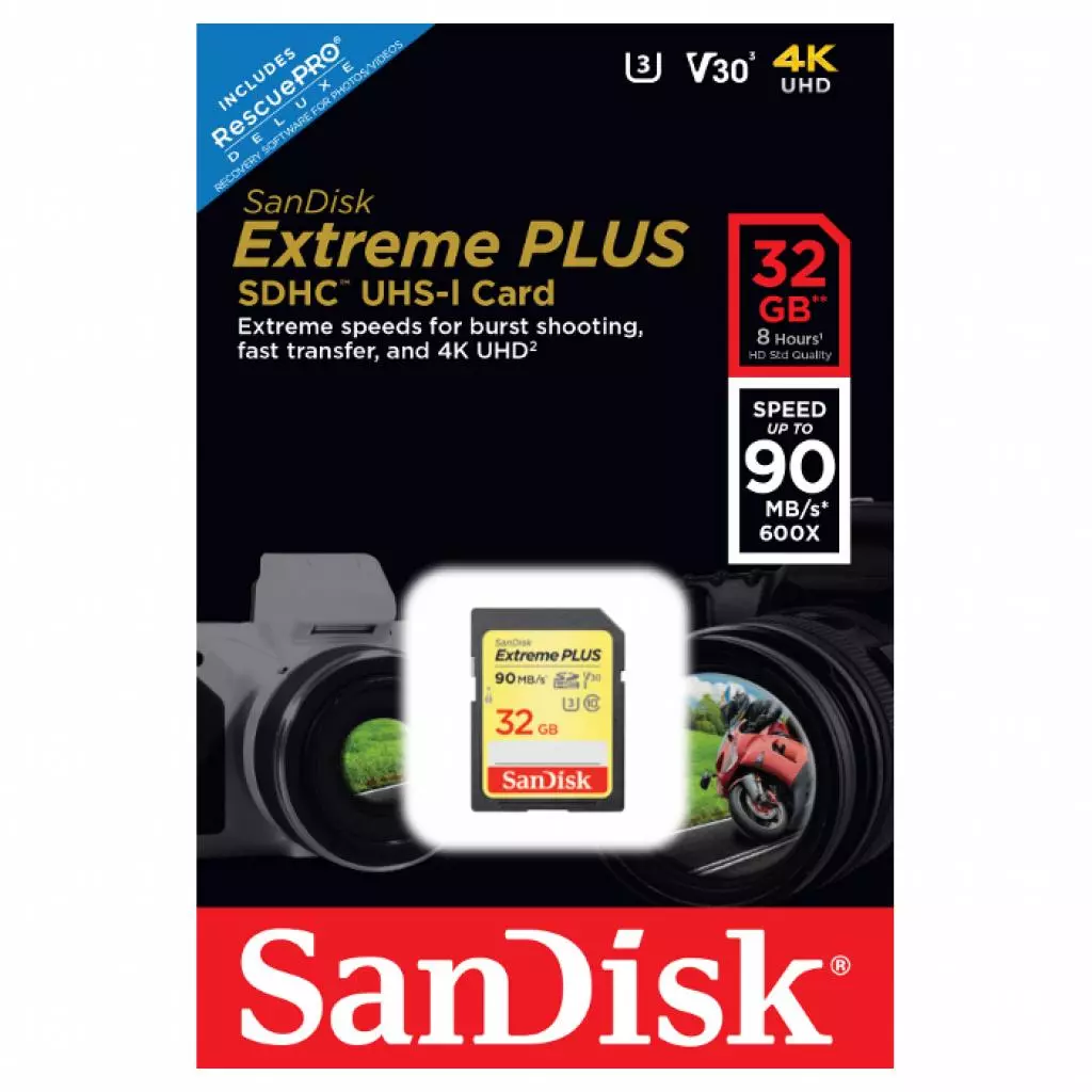 Карта памяти SanDisk 32GB SDHC class 10 V30 UHS-I U3 4K Extreme (SDSDXWF-032G-GNCIN) - 2