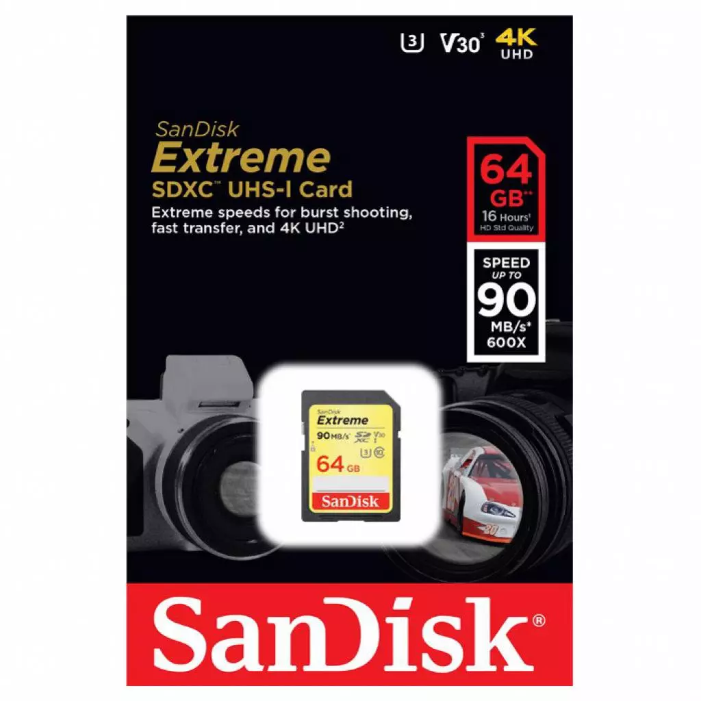 Карта памяти SanDisk 64GB SDXC class 10 UHS-I U3 4K Extreme (SDSDXVE-064G-GNCIN) - 2 Карта памяти SanDisk 64GB SDXC class 10 UHS-I U3 4K Extreme (SDSDXVE-064G-GNCIN) - 2