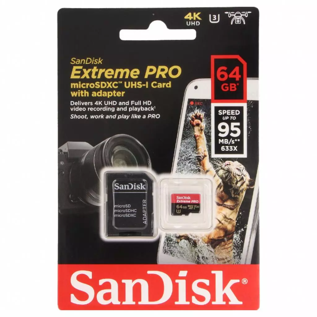 Карта памяти SanDisk 64GB microSD class 10 UHS-I U3 (SDSQXXG-064G-GN6MA) - 2 Карта памяти SanDisk 64GB microSD class 10 UHS-I U3 (SDSQXXG-064G-GN6MA) - 2