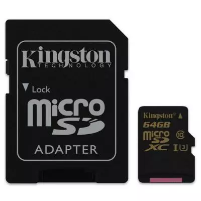 Карта памяти Kingston 64GB microSDXC class 10 UHS-I U3 4K (SDCG/64GB)