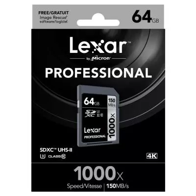 Карта памяти Lexar 64GB SDXC class 10 UHS-II U3 4K (LSD64GCRBEU1000) - 2