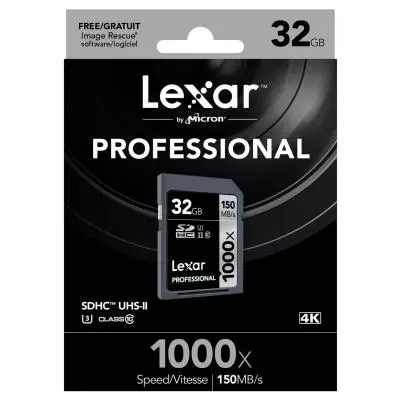 Карта памяти Lexar 32GB SDHC class 10 UHS-II U3 4K (LSD32GCRBEU1000) - 2 Карта памяти Lexar 32GB SDHC class 10 UHS-II U3 4K (LSD32GCRBEU1000) - 2