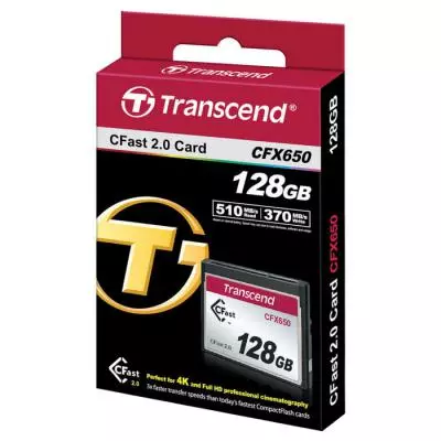 Карта памяти Transcend 128GB Compact Flash 650X (TS128GCFX650) - 1 Карта памяти Transcend 128GB Compact Flash 650X (TS128GCFX650) - 1