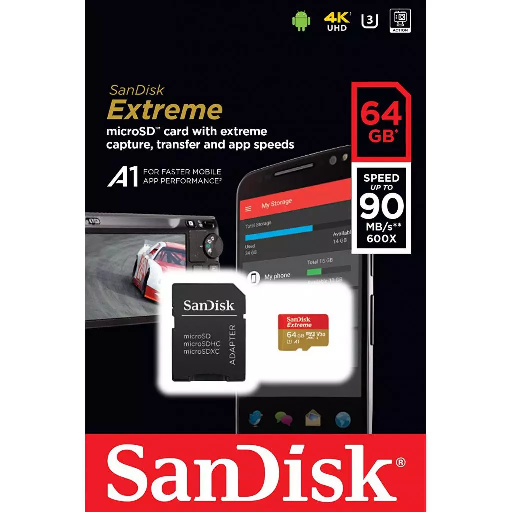 Карта памяти SanDisk 64GB microSDXC Class10 UHS-I V30 A1 4K (SDSQXAF-064G-GN6MA) - 2 Карта памяти SanDisk 64GB microSDXC Class10 UHS-I V30 A1 4K (SDSQXAF-064G-GN6MA) - 2