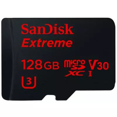 Карта памяти SanDisk 128GB microSD class 10 V30 A1 UHS-I U3 4K Extreme (SDSQXAF-128G-GN6MA) - 1 Карта памяти SanDisk 128GB microSD class 10 V30 A1 UHS-I U3 4K Extreme (SDSQXAF-128G-GN6MA) - 1