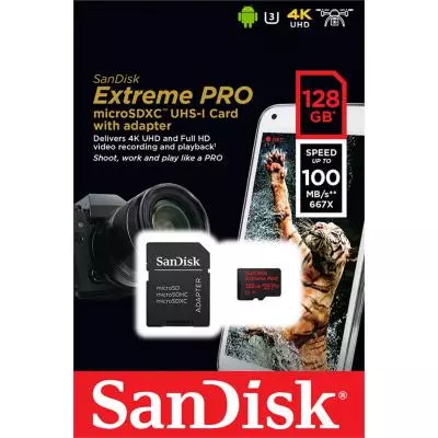 Карта памяти SanDisk 128GB microSD class 10 V30 A1 UHS-I U3 4K Extreme Pro (SDSQXCG-128G-GN6MA) - 4 Карта памяти SanDisk 128GB microSD class 10 V30 A1 UHS-I U3 4K Extreme Pro (SDSQXCG-128G-GN6MA) - 4