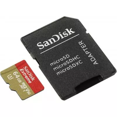 Карта памяти SanDisk 64GB microSD class 10 V30 A1 UHS-I U3 4K Extreme Action (SDSQXAF-064G-GN6AA) - 1 Карта памяти SanDisk 64GB microSD class 10 V30 A1 UHS-I U3 4K Extreme Action (SDSQXAF-064G-GN6AA) - 1