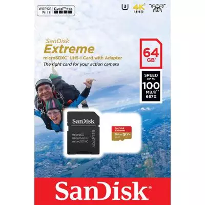 Карта памяти SanDisk 64GB microSD class 10 V30 A1 UHS-I U3 4K Extreme Action (SDSQXAF-064G-GN6AA) - 2 Карта памяти SanDisk 64GB microSD class 10 V30 A1 UHS-I U3 4K Extreme Action (SDSQXAF-064G-GN6AA) - 2