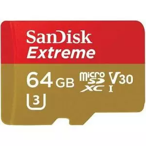 Карта памяти SanDisk 64GB microSD class 10 V30 A1 UHS-I U3 4K Extreme Action (SDSQXAF-064G-GN6AA)