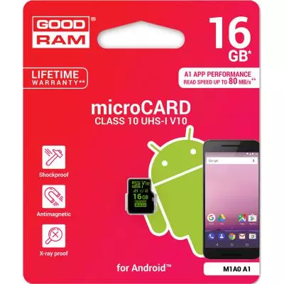 Карта памяти Goodram 16GB microSD class 10 UHS-I V30 (M1A0-0160R11-A1) - 1 Карта памяти Goodram 16GB microSD class 10 UHS-I V30 (M1A0-0160R11-A1) - 1