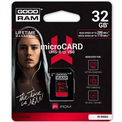 Карта памяти Goodram 32GB microSDHC UHS II V60 U3 IRDM (IR-M6BA-0320R11) - 1