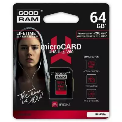 Карта памяти Goodram 64GB microSDXC UHS II V60 U3 IRDM (IR-M6BA-0640R11) - 1 Карта памяти Goodram 64GB microSDXC UHS II V60 U3 IRDM (IR-M6BA-0640R11) - 1