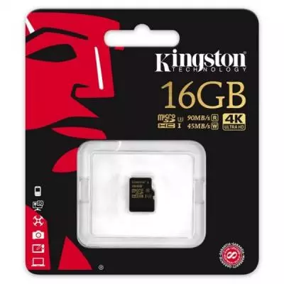 Карта памяти Kingston 16GB microSDHC class 10 UHS-I U3 (SDCG/16GBSP) - 2 Карта памяти Kingston 16GB microSDHC class 10 UHS-I U3 (SDCG/16GBSP) - 2