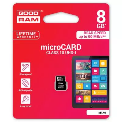 Карта памяти Goodram 8GB microSD Class 10 UHS-I (M1A0-0080R11) - 1