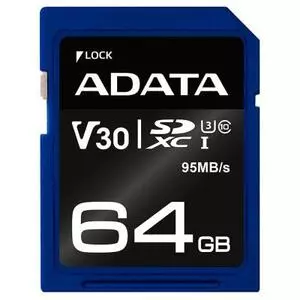 Карта памяти ADATA 64GB SDXC class 10 UHS-I U3 V30 (ASDX64GUI3V30S-R)