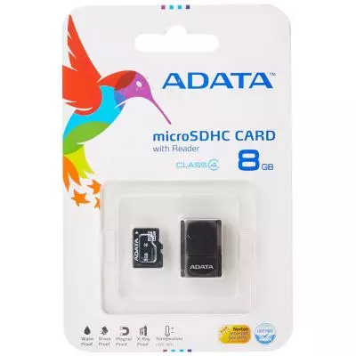 Карта памяти ADATA 8GB microSDHC Class 4 (AUSDH8GCL4-RM3BKBL) - 3 Карта памяти ADATA 8GB microSDHC Class 4 (AUSDH8GCL4-RM3BKBL) - 3
