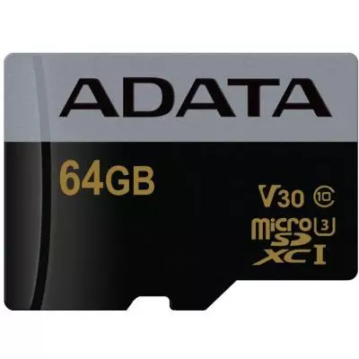 Карта памяти ADATA 64GB microSD class 10 UHS-I U3 V30 Premier Pro (AUSDX64GUI3V30S-RA1) - 1 Карта памяти ADATA 64GB microSD class 10 UHS-I U3 V30 Premier Pro (AUSDX64GUI3V30S-RA1) - 1